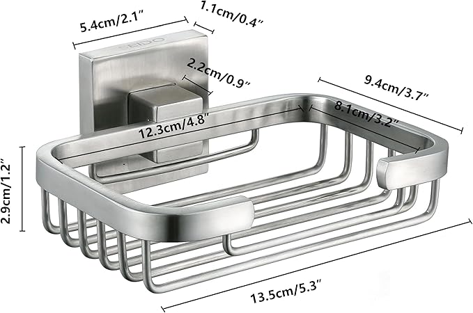 SEIDO Soap Dish for Shower Wall, 304 Stainless Steel Bar Soap Holder for Bathroom & Kitchen, Brushed Nickel Soap Saver Tray for Shower, 4.8" L x 3.2" W Internal