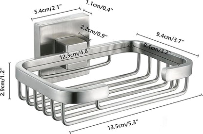SEIDO Soap Dish for Shower Wall, 304 Stainless Steel Bar Soap Holder for Bathroom & Kitchen, Brushed Nickel Soap Saver Tray for Shower, 4.8" L x 3.2" W Internal