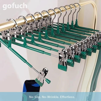 Pants Hangers with Clips, 50 Pack Heavy Duty Space Saving Pant Hangers for Closet Organizer, 12 Inch Gray Non Slip Clip Hangers for Jeans, Skirts, Shorts & Trousers, 360° Swivel Hook