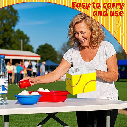 2PCS Softball Utensil Holder Paper Utensil Caddy for Softball Party Decorations Disposable Cutlery Holder with Handles for Birthday Party Supplies Girls Women Sports Party Favors Cutlery Caddy
