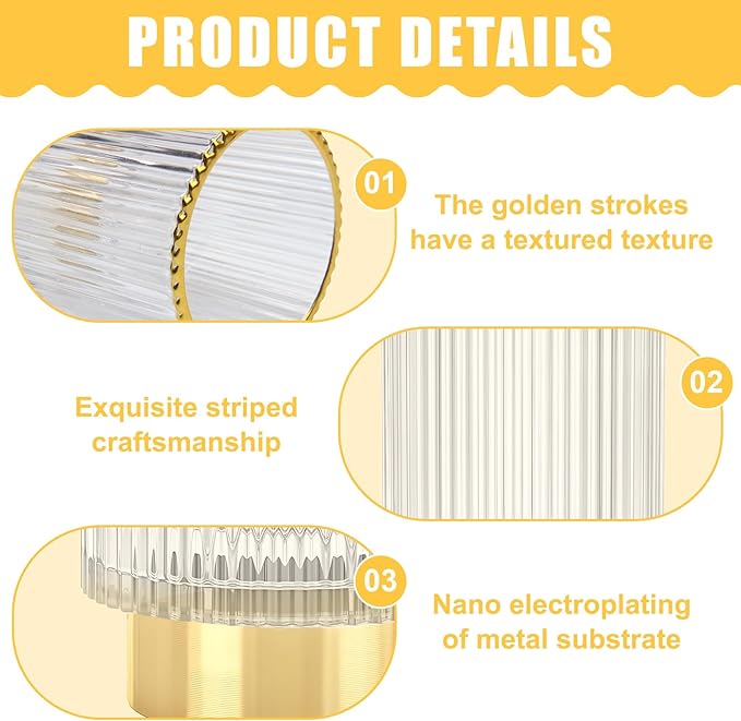 Makeup Brush Holder Organizer, Heavy Crystal Glass Brush Storage Holder, Vintage Cosmetic Make Up Bathroom Brushes Cup Pen Pencil Toothbrush Holder Striped Vase (Clear S+L)