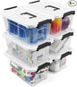 NUMIFUN Plastic Storage Bins With Lids 6 Pack Storage Organizer Bins, 7 Quart Stackable Storage Bins with Lids and Black Handle Buckle Easy for Home Office Organization, White