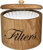 Coffee Filter Holder, Wooden Coffee Filter Storage with Lid, RoundCoffeeFilterContainer for Counter, Rustic Bar Accessories Holder Decor (Natural)