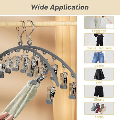 Legging Organizer for Closet，2 Pack ArtHonor Steel core Hangers with Clips Holds 20 Leggings/Pants/Jeans,Hangers Space Saving Hanging Closet Organizer for Closet Organizers and Storage