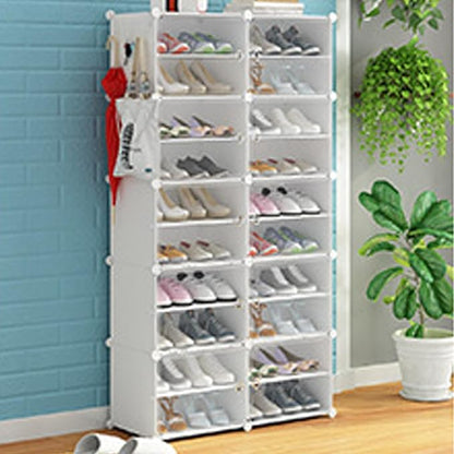 Free Standing Shoe Racks DIY Shoe Organizer Stackable Shoe Cabinet for Closet Entryway Living Room Small Space Shoe Shelves Clear Door Easy Assembly