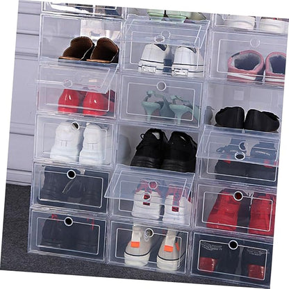 Holibanna 6pcs Shoe Containers Lids Plastic Shoe Boxes Storage Boxes Clamshell Design Easy to View Clean