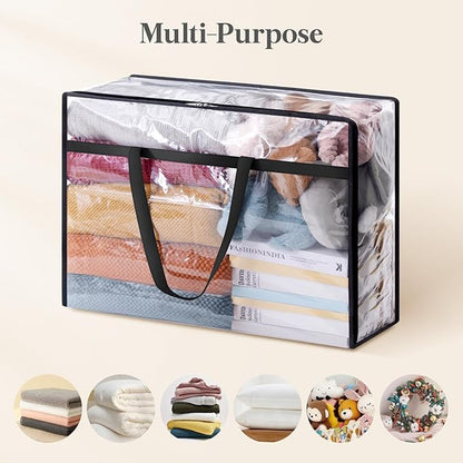 Lifewit 2 Pack Clear Clothes Storage Bags, 75L Plastic Blanket Storage Bag, Vinyl Foldable Moving Bags with Zipper, Closet Organizers and Storage Containers for Bedding, Duvet, Comforter