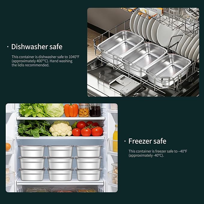 GIUOIDUO 10 Pack Stainless Steel Food Storage Containers with Leak-Proof Lids, 37oz Reusable Metal Meal Prep Lunch Boxes, Stackable, Dishwasher Safe for Snacks, Fruits & On-the-Go Meals, BPA-Free