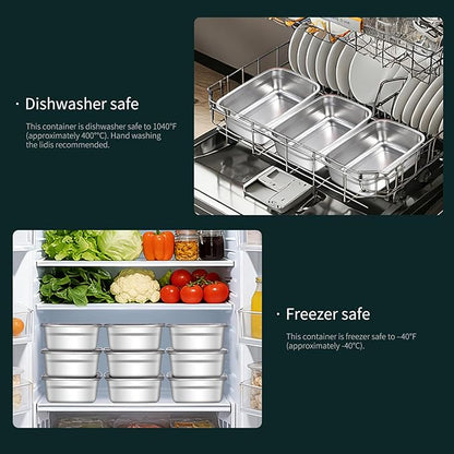 GIUOIDUO 10 Pack Stainless Steel Food Storage Containers with Leak-Proof Lids, 37oz Reusable Metal Meal Prep Lunch Boxes, Stackable, Dishwasher Safe for Snacks, Fruits & On-the-Go Meals, BPA-Free