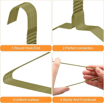 Yuntau 120 Pcs Wire Hangers Bulk 17.7" Dry Cleaner Hangers, Suit Holders for Home Caped Clothing (Gold)