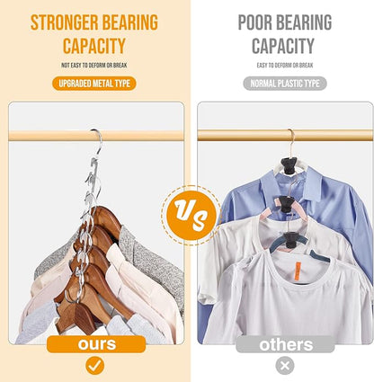 HOUSE DAY Closet Organizers and Storage Space Saving Hangers 12 Pack Stainless Steel Magic Hangers Upgraded Sturdy Multiple Hanger in one Space Saver Clothes Hanger College Dorm Room Essentials