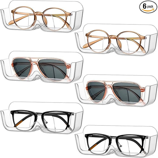 Willinglong 6 Pcs Sunglasses Wall Organizer Plastic Sunglasses Holder Display Stand Eyeglasses Storage(Clear)