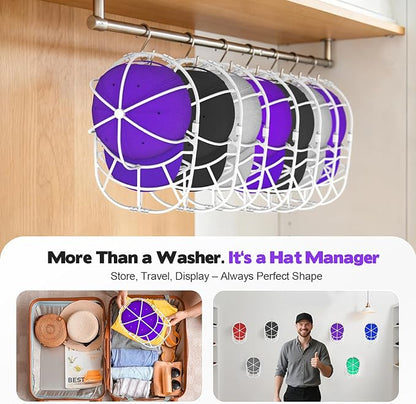 Hat Washer Cage with Mesh Bag – Baseball Cap Cleaner for Washing Machine & Dishwasher, 2 Sets (Assembly Required)
