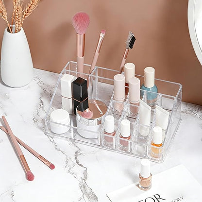 Lipstick Organizer and Storage, 16 Slots Clear Case Display Rack Holder (QX154)