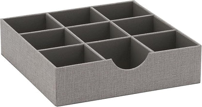 Household Essentials Grey 728-1 Deep 9 Section Drawer Organizer Box for Storage 12 in x 3.13