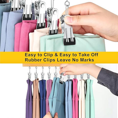 Legging Organizer for Closet, Pants Hangers with Clips Holds 20 Leggings, Jeans, Hats, Shorts, Socks, 360° Rotating Space Saving Hanging Clothes Organizer for Closet Organizers and Storage 2Pcs