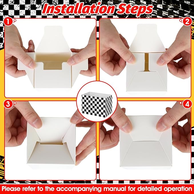 2PCS Black and White Checkered Utensil Holder Paper Utensil Caddy for Checkered Birthday Decorations Race Car Party Favors Disposable Cutlery Holder with Handles for Birthday Party Supplies
