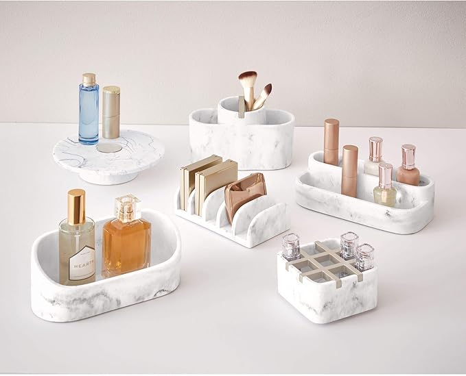iDesign Dakota 2-Tier Makeup and Cosmetic Storage Bathroom, Countertop, Vanity, 8" x 3.9" x 2.54", Palette Organizer
