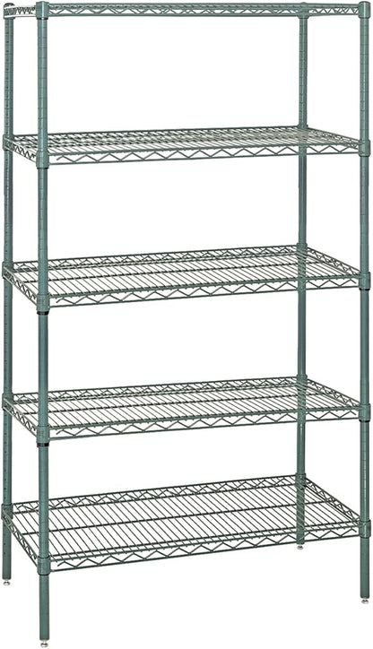 Quantum Storage Systems WR86-1454P Wire Shelving Starter Kit, 54" W x 14" D x 86" H, 540 lbs Capacity, Carbon Steel, Epoxy Coated, Green, NSF