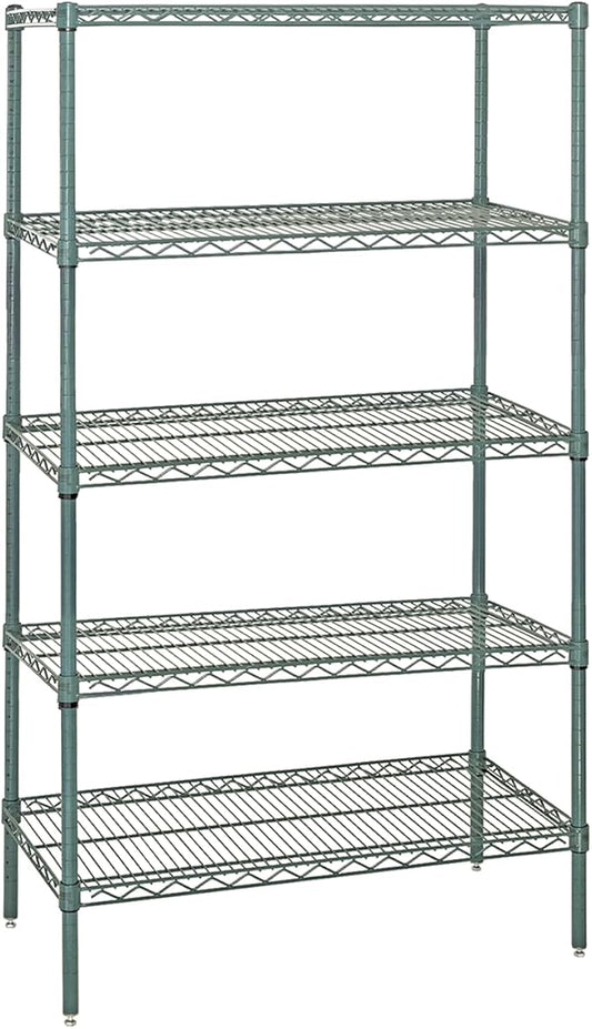 Quantum Storage Systems WR86-1454P Wire Shelving Starter Kit, 54" W x 14" D x 86" H, 540 lbs Capacity, Carbon Steel, Epoxy Coated, Green, NSF