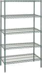 Quantum Storage Systems WR86-1454P Wire Shelving Starter Kit, 54" W x 14" D x 86" H, 540 lbs Capacity, Carbon Steel, Epoxy Coated, Green, NSF