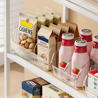 Set of 3 Pantry Organizers and Storage Bins with Removable Dividers - Clear Plastic Storage Box for Cabinet, Kitchen, Fridge, Bathroom, Home Organization Food Containers, Large Medium Small