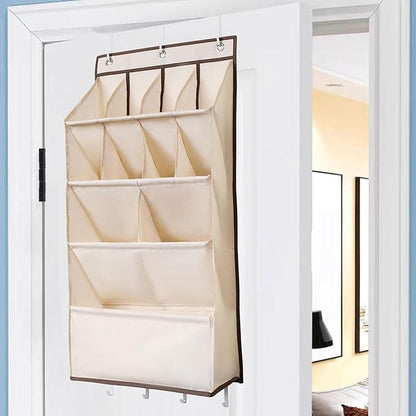 Dorm Hanging Shoe Holder Hanging Shoe Organizer for Door Multipurpose Hanging Storage Bag for Closet Door Hanger Door Shoe Rack for Clothing, Beige 11 grids