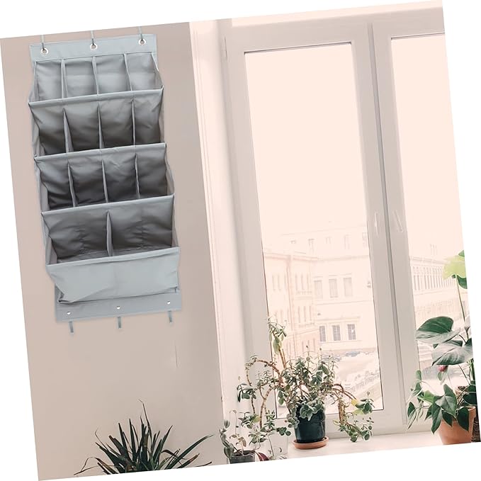 Ciieeo Multi-layer over The Door Organizer Hanging Storage Bag for Shoes Accessories Breathable Space-saving for Home Office Gray