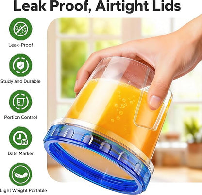 Freezer Storage Containers, [6 Pack-24 Oz] Airtight Plastic Food Storage Containers with Twist Top Lids, Soup, Meal Prep Containers | BPA Free | Stackable | Leakproof | Microwave/Dishwasher Safe