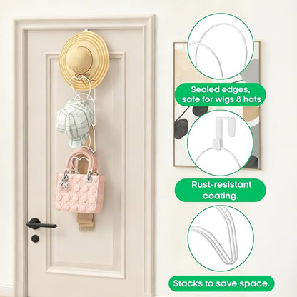 LINFIDITE 15 PCS Baseball Hat Rack Hanger Holder Organizer Multi Hook Wall Mounted Over Door Cap Display Storage Rack Cap Holder, Closet HangingStorage Rack w Hanging Hook White