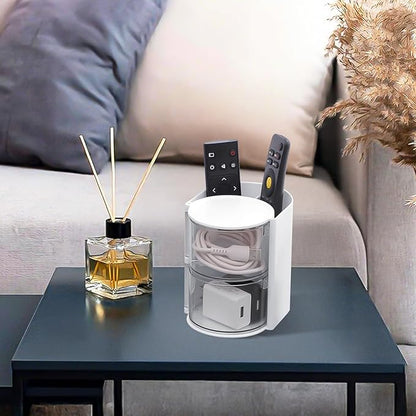Hair Accessories Organizer with Hair Brush Holder, Rotatable Makeup Brush and Jewelry Storage Box for Hair Clips, Earrings, Necklaces, Bracelets, Rings, and Daily Accessories (White, 2-Layer)