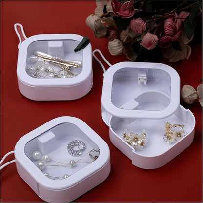 3 Pcs 3.74 * 3.74 * 1.18 in White Portable Hair Tie Organizer, Travel Hair Accessories Organizer Storage Boxes Portable Holder, Bathroom Cotton Swab Dispenser for Women/Mom