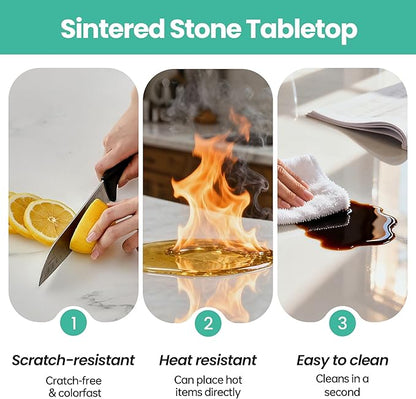 31.5" Lazy Susan Turntable – 360° Sinteredstone Silent Anti-Slip Turntable, Table Top Centerpiece for Kitchen, Pantry, Spice Rack, Refrigerator & Dining Table, White
