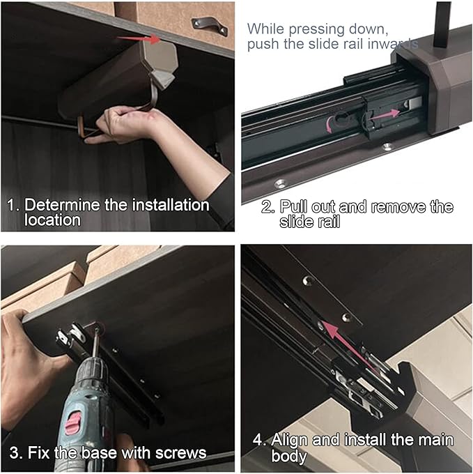Extendable Pull-Out Closet Valet Rod,Fashion Retractable Pants Hangers,Non-Slip Solid Hanging Rod,Double Damping Slide Track,for Shallow Cabinet/Narrow Cabinet,Load-Bearing 30 kg