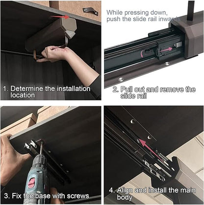 Extendable Pull-Out Closet Valet Rod,Fashion Retractable Pants Hangers,Non-Slip Solid Hanging Rod,Double Damping Slide Track,for Shallow Cabinet/Narrow Cabinet,Load-Bearing 30 kg