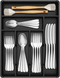 Lifewit Silverware Drawer Organizer Tray, Plastic Cutlery Storage for Kitchen, Flatware and Utensil Holder Divider for Spoons Forks Knives Tableware, 12.3 x 16", 6 Slots, Black