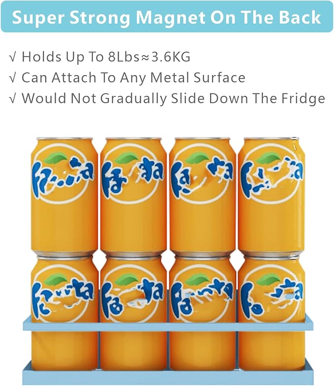 Magnetic Spice Rack For Refrigerator, Space Saving Magnetic Shelf For Fridge Blue 4 Pack With Magnetic Paper Towel Holder
