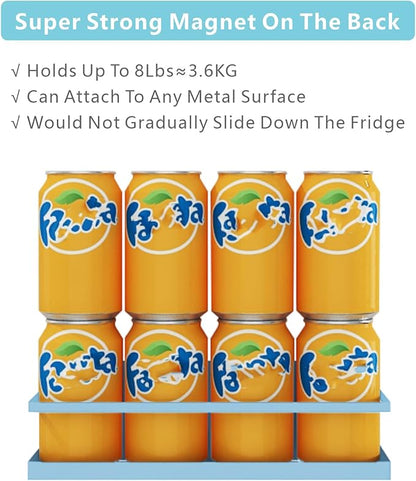 Magnetic Spice Rack For Refrigerator, Space Saving Magnetic Shelf For Fridge Blue 4 Pack With Magnetic Paper Towel Holder