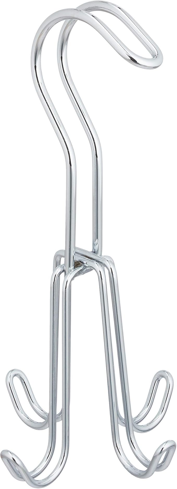 Relaxdays Wardrobe Belt Hanger Metal for Belts & Handbags 4 Hooks 18 x 9 x 9 cm Silver, 1 Item