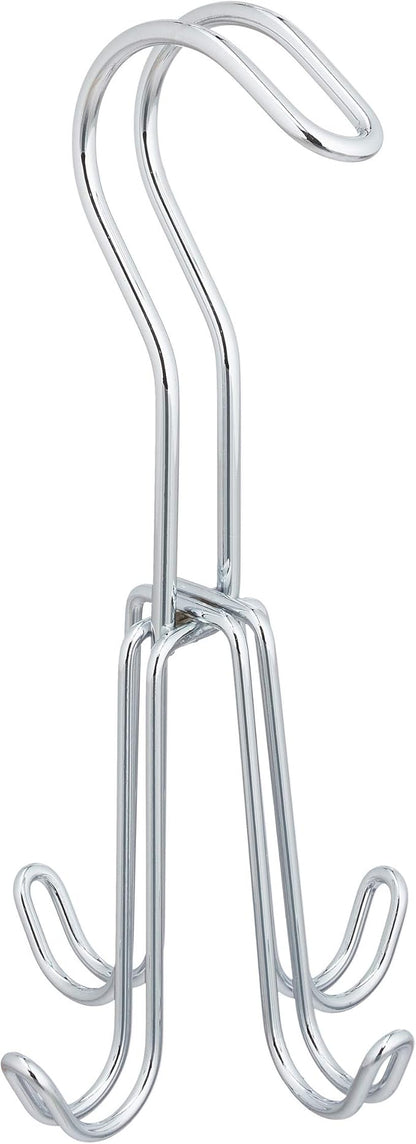 Relaxdays Wardrobe Belt Hanger Metal for Belts & Handbags 4 Hooks 18 x 9 x 9 cm Silver, 1 Item