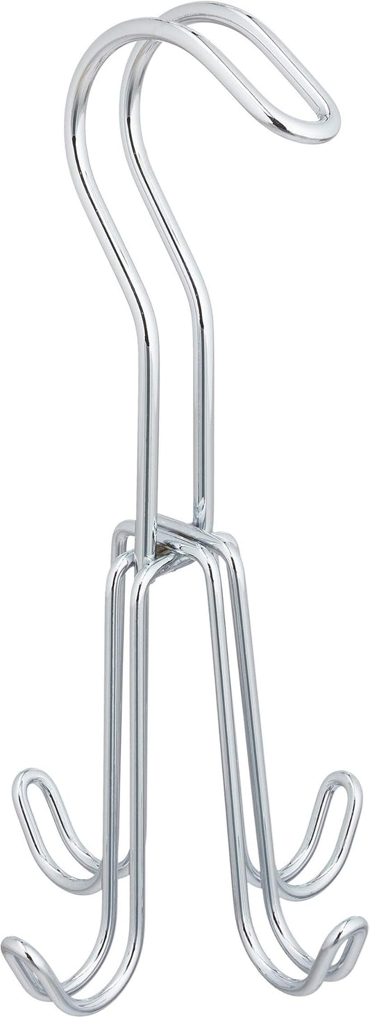 Relaxdays Wardrobe Belt Hanger Metal for Belts & Handbags 4 Hooks 18 x 9 x 9 cm Silver, 1 Item