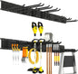 Garage Tool Organizer Wall Mount, 48inch Heavy-Duty Garage Storage System and Garden Tool Organizer with 9 Adjustable Hooks for Shovel, Snowboard, Yard Tools and Shed
