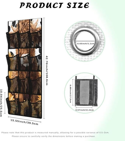 Highland Cattle Behind Door Organizer 12 Pockets Spotted Over The Door Organizer for School Sunflower Multi-Pocket Organizer Space Saving Multi-Funtion Storage Bag for Dorm