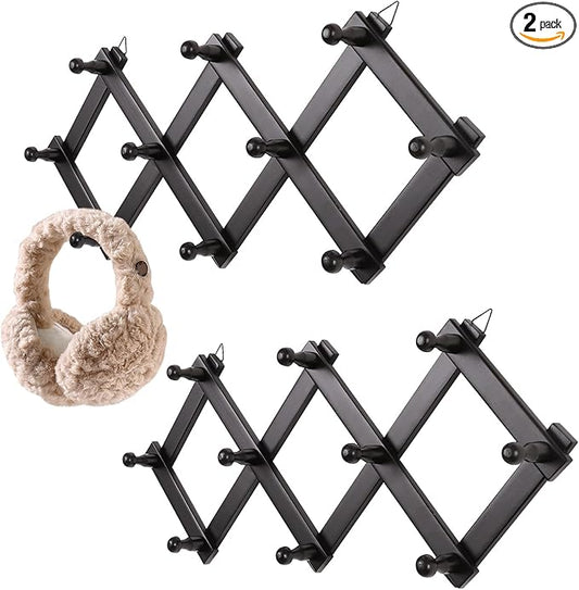 SCUNDA Expandable Hat Rack for Wall, Wall Hook for Coat/Mug/Baseball Cap, 2 Packs Hat Holder for Girls or Boys Room, Kids Room