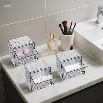 Qtip Holder Dispenser, 3 Pack Wall Mounted Plastic Cotton Pad Holder, Cotton Ball, Swabs, Floss, Makeup Organizers Containers for Vanity Bathroom