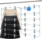 Skirt Pants Hangers with Clips,6Tier Skirt Hangers Space Saving,Metal Multi Pants Hangers and Storage Multi Clothes Shorts Hanger Organization,Space Saving Hangers with Clips (Blue, 2-Piece Set)