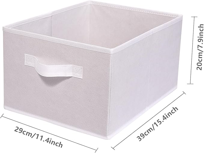 Clothings Collapsible Storage Bins, Foldable Organizers and Storage Baskets Cube Storage Bin for Bedroom Living Room (4 Pack) (White, 15.4x11.4x7.9inch)