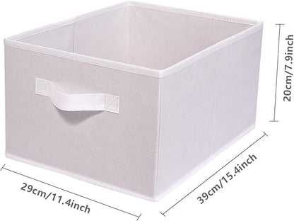 Clothings Collapsible Storage Bins, Foldable Organizers and Storage Baskets Cube Storage Bin for Bedroom Living Room (4 Pack) (White, 15.4x11.4x7.9inch)