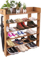 H&A 6 Tiers Wood Shoe Rack Organizer Shoe Storage Cabinet (Maple)