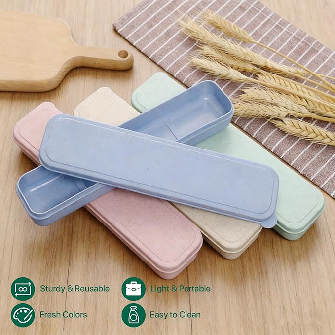 Travel Cutlery Case Portable Utensil Holder Travel Silverware Case Flatware Storage Box Camping Utensils Cases for Fork Spoon Chopsticks Lunch Box, 8.26 x 2.1 Inches (Multi, Small)
